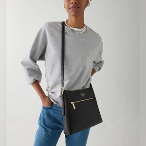 Kate Spade - Swing Pack Black Pebbled Leather Buckle Crossbody Handbag Onesize